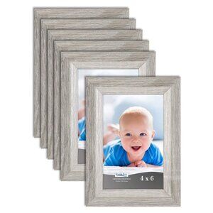 Set Of 6 Icona Bay 4”x 6” Wood Finish Picture Frames Heritage Gray